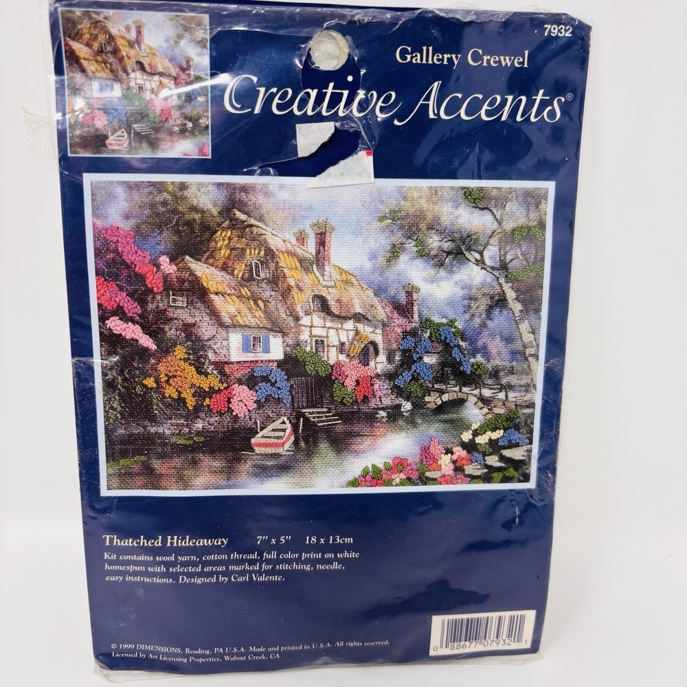 Thatched Hideaway Crewel Kit Creative Accents Cottage Rpw Boat Lake 7932